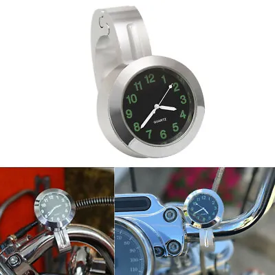 Motorcycle Universal 7/8'' 1'' Cruiser Handle Bar Mount Clock Watch Chrome • $12.99