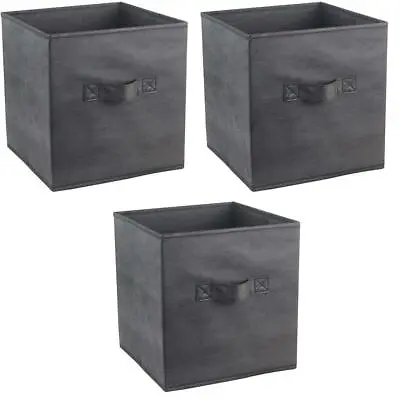 Set Of 3 Foldable Storage Boxes Collapsible Home Clothes Organizer Fabric Cube • £11.99