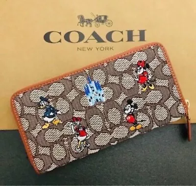 Coach Disney Parks 50th Mickey Mouse Friends Wallet C8578 Leather Outlet • $88.99