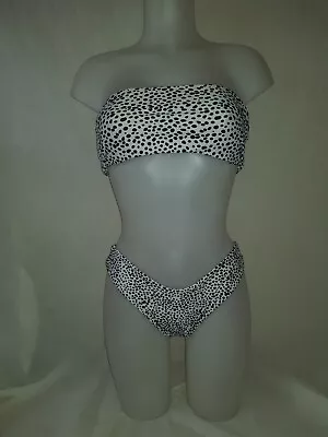 Gorgeous Black White Spotted ZAFUL Bikini Top Bottom Set Size 8 M • £6.99