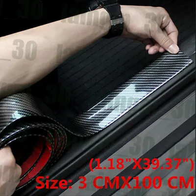 1X Carbon Fiber Look Car Door Plate Sill Scuff Cover Sticker Anti Scratch 3CMx1M • $14.58
