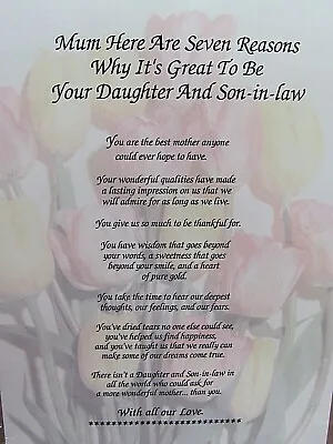 Poem Verse Rhyme A4 Laminated Keepsake Novelty Gift Mum Daughter Sun-in-law • £1.99