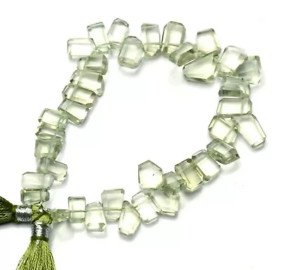 Natural Gem Green Amethyst Prasiolite Faceted Slice Shape Beads 7  94Cts. • $12.80