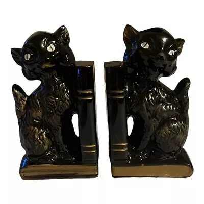 Black Cat Kitten Book Ends With Pencil Holder Vintage Set Of Two Japan  • £26.99