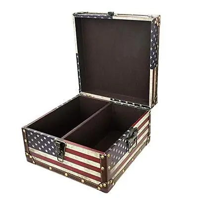 $73.97 • Buy Large Vintage Decorative Storage Trunk - Wooden American Flag Treasure Chest ...
