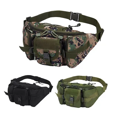 Men Waist Bag Nylon Fanny Pack Tactical Military Molle Travel Hip Belt Bum Pouch • £10.99