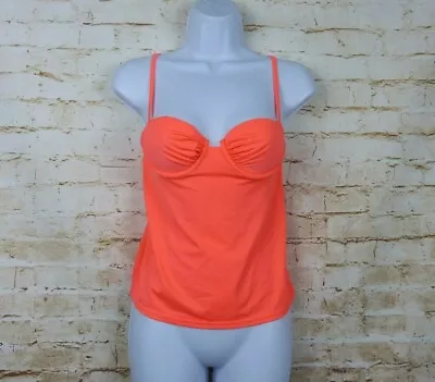 J.Crew Tankini Top Women Size 0 Neon Coral Underwire Ruched Bust Swing Swim NWT • $29