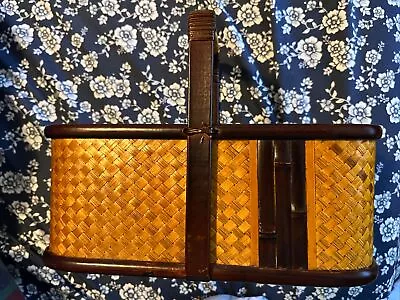 Vintage Woven Bamboo  Basket With Handle 10x5x4” • $22