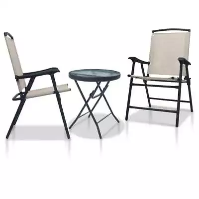 3 Piece Bistro Set Cream Steel VidaXL • £147.12