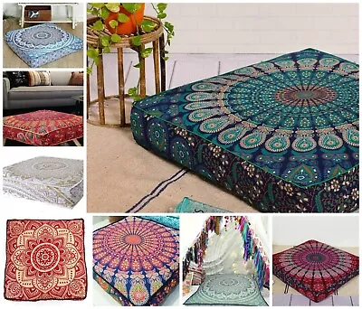 £15.99 • Buy Sqaure Floor Cushion Cover Indian Pillow Pad Mandala Cotton Home Meditation Mat