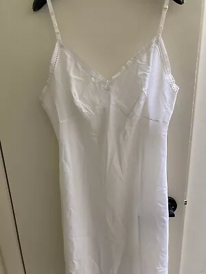 Vintage Full Slip Barbizon Full Slip Eyelet White Nylon Blend 38” Bust 36” Long • $25