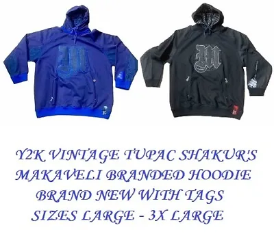 Vintage Y2k Makaveli Branded Fleece And Denim Large Logo Hoodie Nwt Tupac 2pac • $60