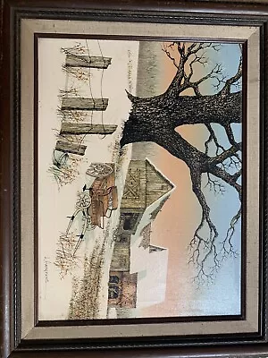 Original H Hargrove Barn In Winter Oil Painting On Canvas Signed 20x16 Framed • $199.99