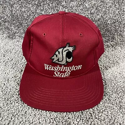 Vintage Washington State Cougars Snapback Hat 90s NCAA Red New Era NWOT • $739.76