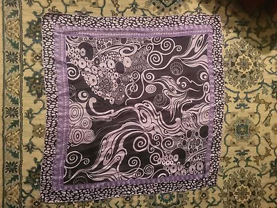 Versace~~100 % Silk~~Purple And Black  Foulard Scarf ~34  X 34   EUC • $79.95