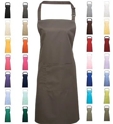 Premier PR154 Workwear Mens Womens Unisex Bib Apron With Pocket - 50 Colours • £12.99