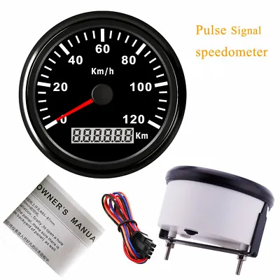 85mm 3-3/8  Pulse Signal Speedometer 120kph Kilometer Gauge For Car Truck Marine • $48