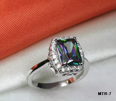 6 Carat Brilliant Cut Halo Cz Mystic Topaz With Cz Accents Fashion Ring~mtr7 • $13.80