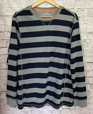 Eddie Bauer Mens XL Long Sleeve Striped Waffle Knit Thermal T Shirt Crew Neck • $17.50
