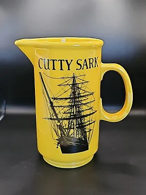 Vintage Cutty Sark Scots Whisky Yellow Ceramic Jug Bar Pitcher Pub Whiskey • $12.99