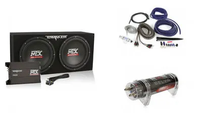 MTX Terminator TNP212D2 Dual 12” Subwoofers Amp+Amplifier Kit+2 Farad Capacitor • $315.03