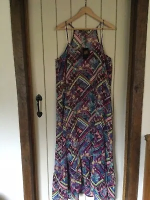 NWT Ladies Biba Multi-Coloured Tribal Print Maxi Beach Dress Size L • £15
