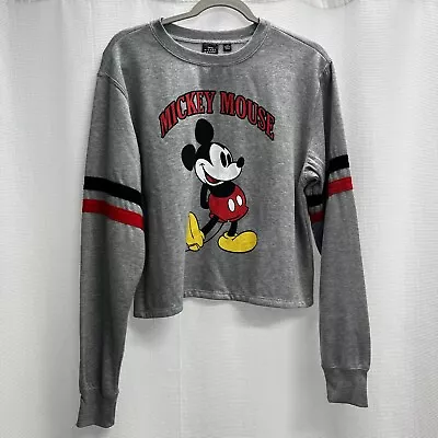 Disney Women’s Mickey Mouse Gray Cropped Sweatshirt Large  • $14.95