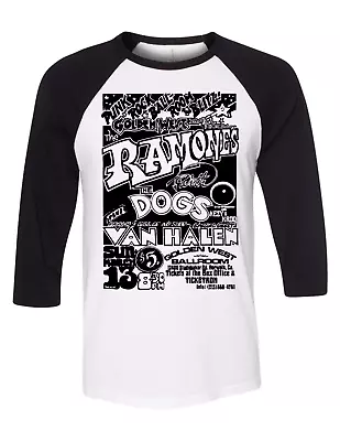 $16.99 • Buy Ramones Vintage Concert Poster Shirt Van Halen Flyer T Punk Tour Raglan Jersey