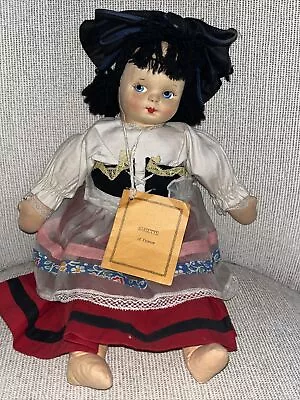 Vintage Molly'es Cloth Doll SUSETTE OF FRANCE 14  Made In USA 1930s • $75