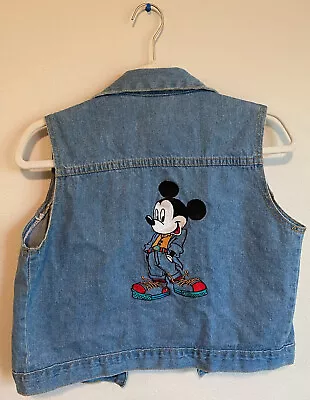 DISNEY | Vintage Denim Vest Mickey Mouse & Co. Embroidered Youth Size: M (10) • $18