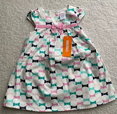 NWT Gymboree Picture Day Toddler Girls Bow White Pink Blue Easter Dress 18-24 Mo • $12.95