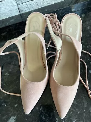 £23.99 • Buy Misguided Blush Pink Ankle Lace Stiletto Shoes Size 6 Brand New