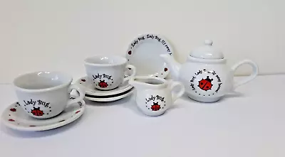 Schylling Mini Miniature Porcelain Tea Set- 9 Piece Red Lady Bug Fly Away Home • $26.29