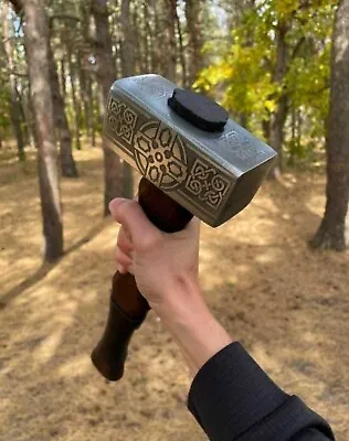 Thor Runic Nordic Hammer Carbon Steel Viking Hammer Hand Forged • $115