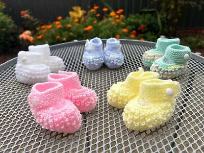 Handmade Knitted Baby Booties. Soft Acrylic. For Newborns Babies-  NEW COLOURS • $9