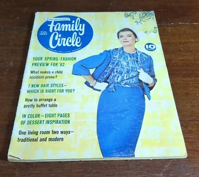 FAMILY CIRCLE MAGAZINE Feb. 1962 60S STYLES Fashion Hair Living Room Buffet  • $9.99