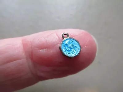 £5.50 • Buy Antique Vintage Tiny Miniature Saint Christopher Silver Enamel Charm Pendant Old