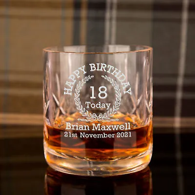 Personalised Engraved 18th Birthday Crystal Whisky Glass For Son Brother Nephew • £27.99