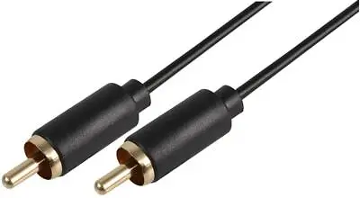 £3.95 • Buy Slim 0.5m -10m Single RCA Phono Male To Male Gold Audio Speaker Cable Lead BLACK