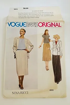 Vogue Paris Original Uncut Pattern 2013 Nina Ricci Size 8 Jacket Top Skirt • $12
