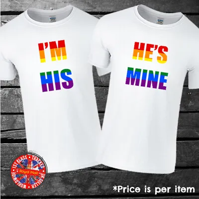 He's Mine I'm His Matching T-shirt Gay Couples Set Gift Wedding Honeymoon  • £9.99