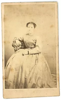 CIRCA 1860'S CDV Featuring Beautiful Woman In Victorian Dress Sitting In Chair • $9.99