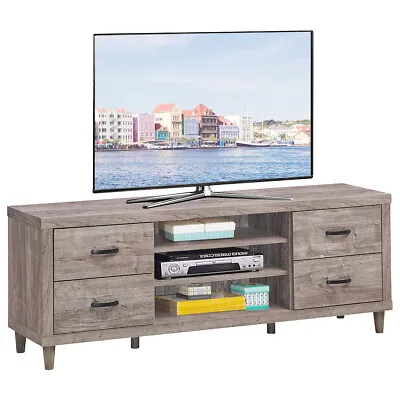 TV Stand Entertainment Center Hold Up To 65  TV With Storage Shelves & 4 Drawers • $159.99
