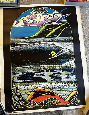 Vtg Surf Ride Black Light Vintage Poster Bar Garage 1976 Hollywood • $79.99