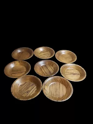 Vintage Heirloom Oak By DidWare USA Walnut Wood 6 Salad Bowl Mid-Century 8pc Set • $38.50