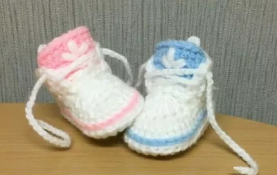 £6.99 • Buy Crochet Baby Shoes Handmade Crochet Wool Baby Booties Sneakers Slippers