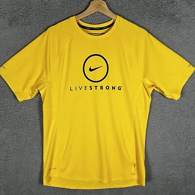 Vintage Nike Livestrong Running Dri Fit T-Shirt Jersey Yellow Men’s Size Medium • $17.75