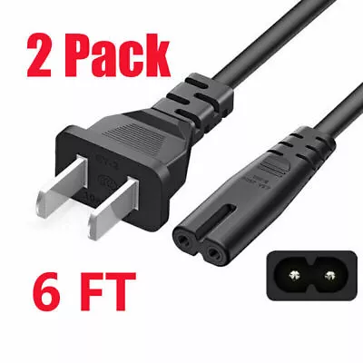 2 Pack 2 Prong Figure 8 AC Power Cord Cable US Plug For PS3 Slim Laptop Adapter • $6.49