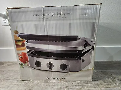 $0.99 • Buy Bella Cucina Artful Food Panini Grill Griddle Black/Silver New In Box