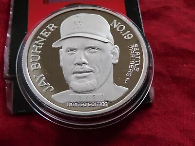 1995 Enviromint Jay Buhner Baseball 1 Troy Ounce .999 Silver Art Round Mariners  • $49.95